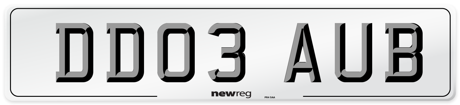 DD03 AUB Number Plate from New Reg